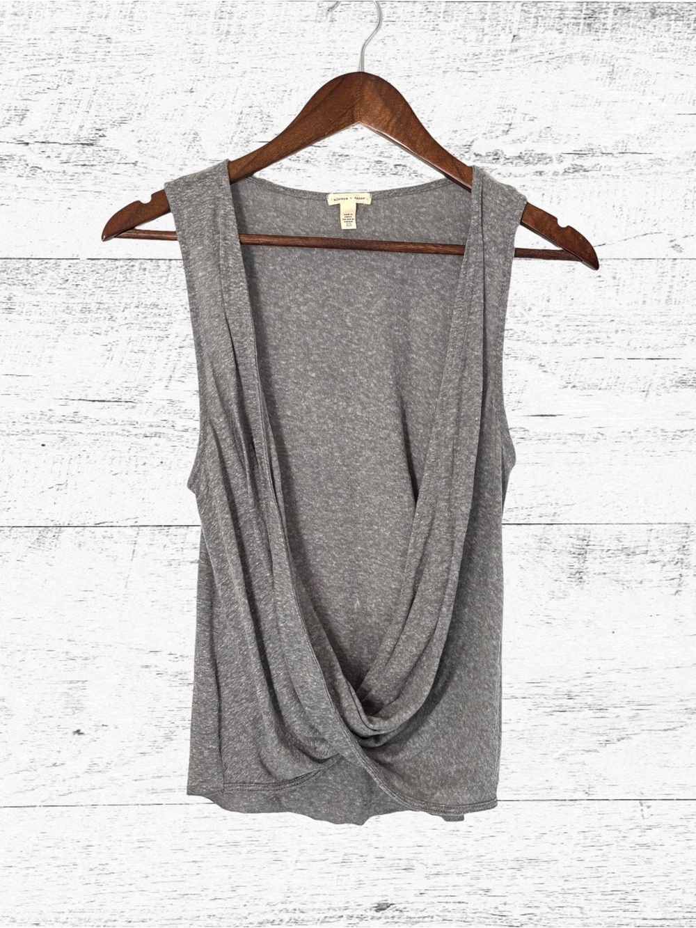 silence + noise Heather Gray Draped Twist-Front Tank